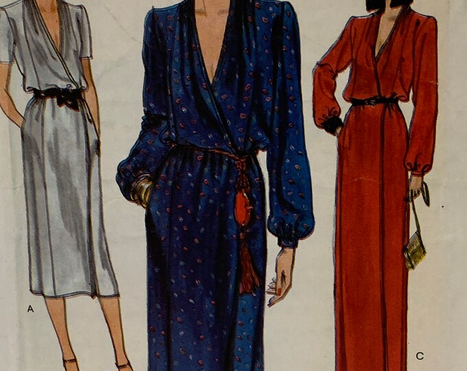 Vintage Vogue 7429 Low Cut Wrap Dress Loose Draped Dress 2 Etsy