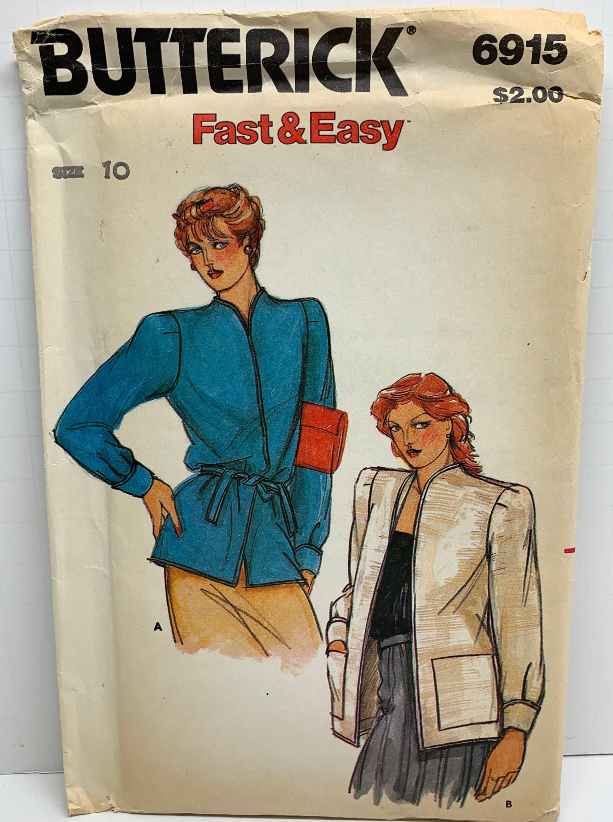 速くて簡単なButterick 6915 Misses ノーカラーオープンジャケット