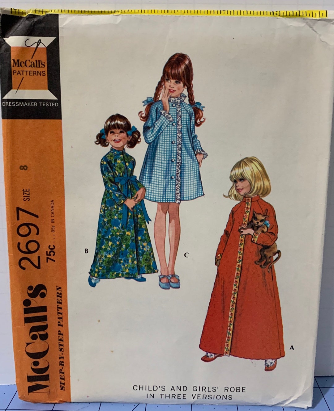 Mccall’s 2697 Bathrobe Robe Sewing Pattern With Pockets Button or Snap ...