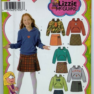 Simplicity 4972 LIZZIE McGUIRE Girls Skirts &  Knit Top Hoodie Hooded Sewing Pattern Back to School Sizes 8-16 Girls Plus 8.5-16.5 UNCUT FF