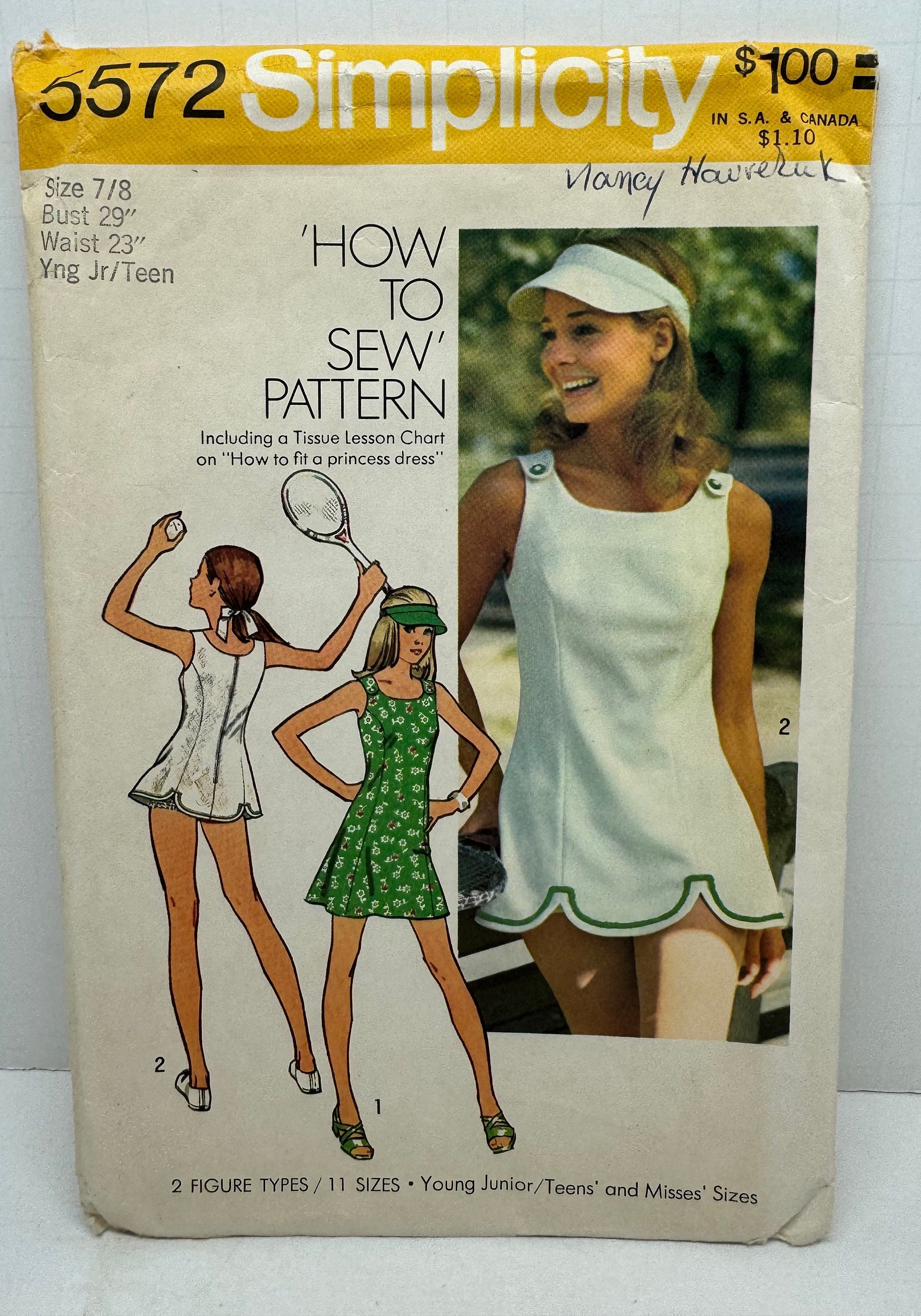 Vintage 70s Simplicity 5572 Tennis Dress Minidress Panties and