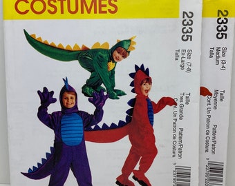 Boys Girls Dinosaur  Halloween Costume Sewing Pattern McCall’s 2335 Choose Sizes Unisex 3-4 or 7-8 UNCUT FF
