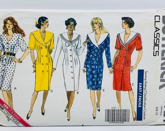 Butterick 4721 Front Button Dress with Wide or Sailor Collar Sewing Pattern Coat Dress Choose Size 6-8-10 12-14-16 or 18-20-22 UNCUT FF