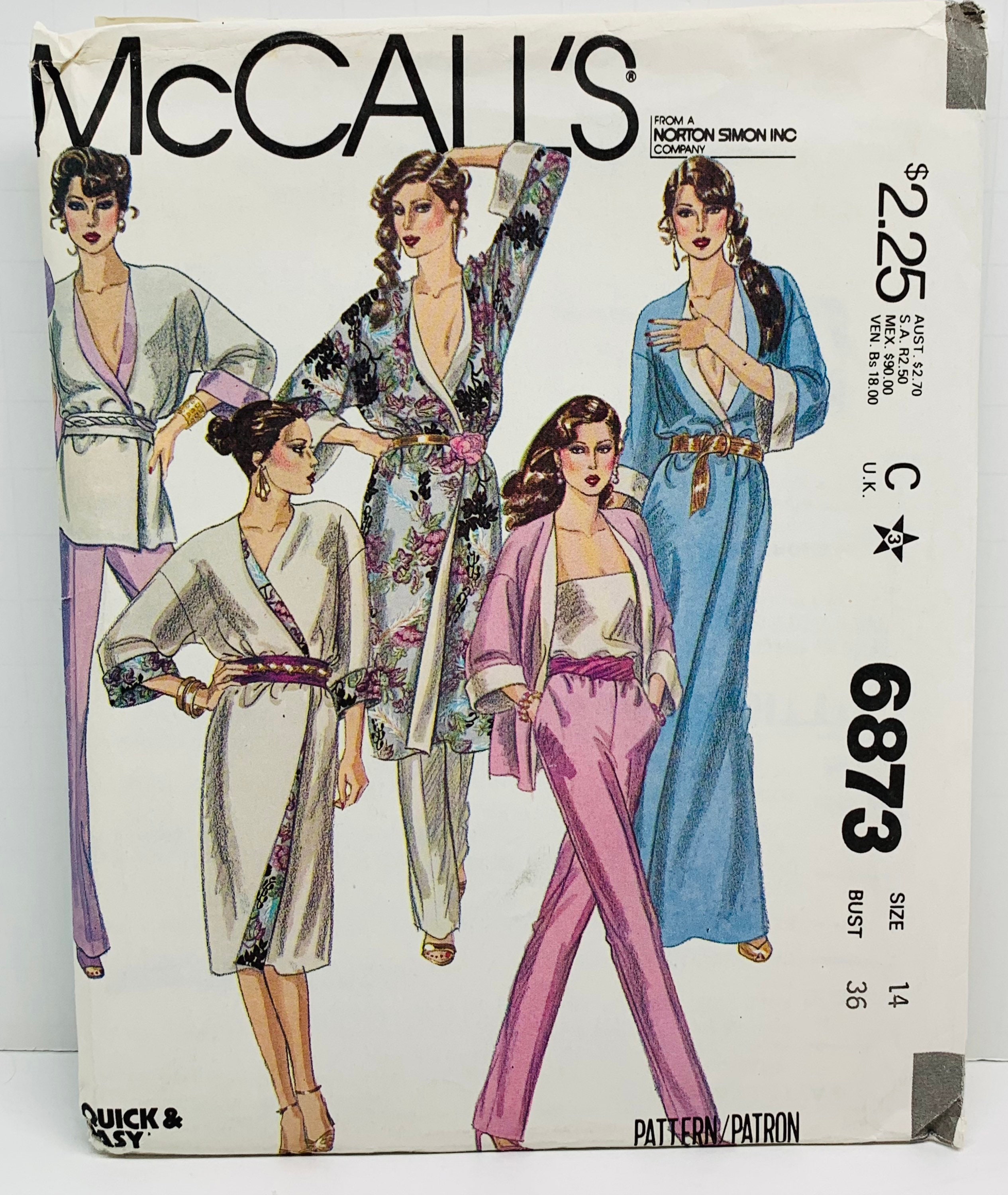 その他 betsy mccall Vintage 70s Misses Reversible Wrap Dress Jacket Pants and