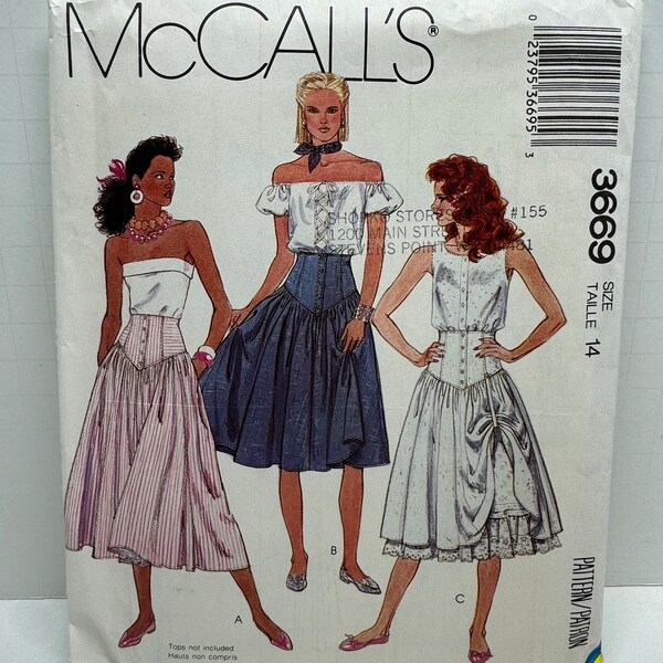 McCall’s 3669 Misses Yoke Skirt and Petticoat Sewing Pattern Fitted Yoke Steampunk Neo Skirts Undergarment Size 14 UNCUT FF