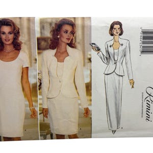 May include: A vintage Butterick sewing pattern, featuring a woman in a cream-colored dress and suit. The pattern includes a dress, jacket, and skirt design. The pattern number is 4432, with sizes 12-14-16.