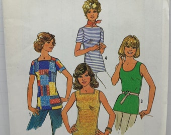 Vintage des années 70 simplicité 7533 Misses hauts chemises chemisiers patron de couture taille 14 buste 36 non coupé