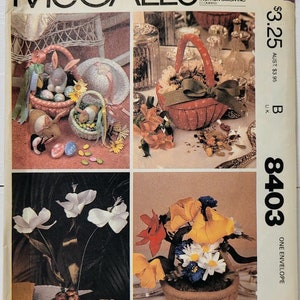 McCalls 8403 Easter Craft Sewing Pattern Bunnies Baskets and Flowers Stuffed Plush Easter Bunny Stuffed Animals UNCUT FF
