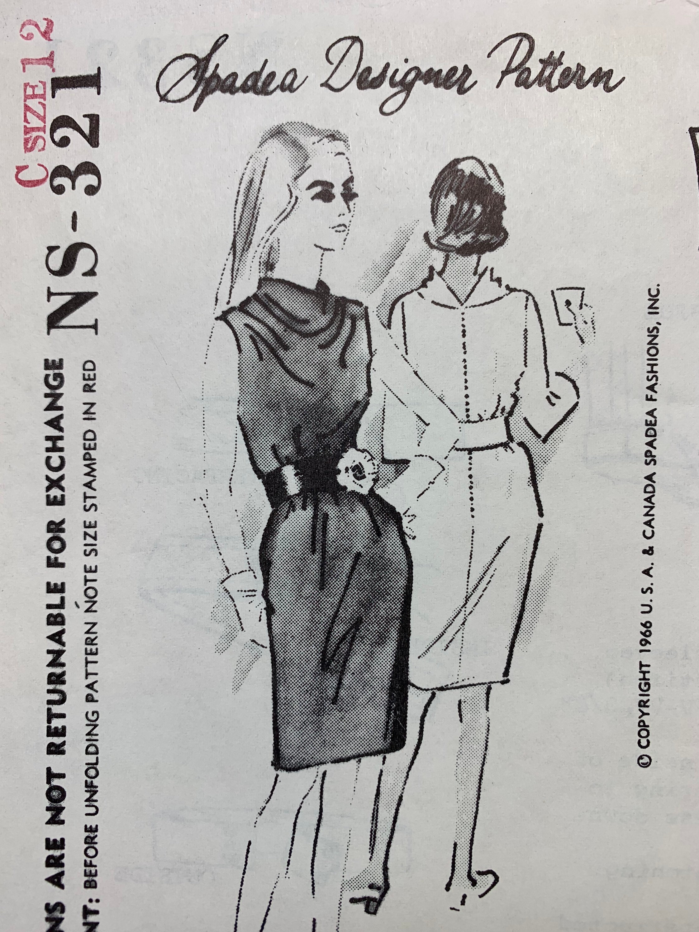 Vintage 1960s Spadea BIKI Designer Dress Sewing Pattern NS Vintage 1960s Spadea BIKI Designer Dress Sewing Pattern NS