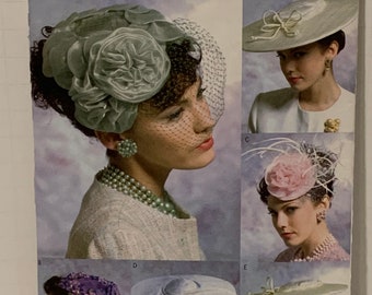 Rare Retro Vogue 8052 40s and 50s Historical Vintage  Fascinator Hats with Ribbon, Bows, Flowers Feathers Sewing Pattern One Size UNCUT FF
