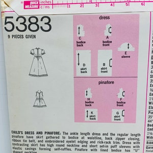 Girls Cottagecore Ruffled Dress and Pinafore Sewing Patterns Vintage 1970s Apron Dress Simplicity 5383 or 5534 Size 5 UNCUT FF image 3