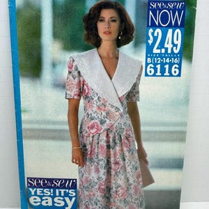 Butterick 6116 Misses Top and Skirt See & Sew Sewing Pattern Wide Collar Sizes 12-14-16 UNCUT FF