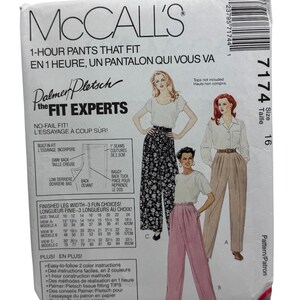 McCall's 7174 Sewing Pattern: Misses' Pull-On Pants Sizes 16 or 18 UNCUT