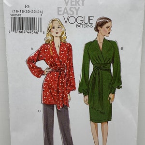 collar long sleeve 16 Women's plus size button down shirt sewing pattern Short /cap sleeve 14 Vogue 8119 Size  12