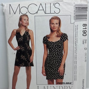 McCall’s 8190 Sleeveless or Short Sleeve Dress Sewing Pattern V-Neck or Sweetheart Size 12-14-16 UNCUT FF