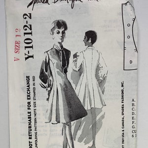 Vintage 60s Misses Flared Dress with Neck Tie Spadea Boutique Y-1012-2 Sewing Pattern  Size 12 Bust 34 UNCUT FF