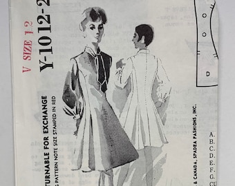 Vintage 60s Misses Flared Dress with Neck Tie Spadea Boutique Y-1012-2 Sewing Pattern  Size 12 Bust 34 UNCUT FF