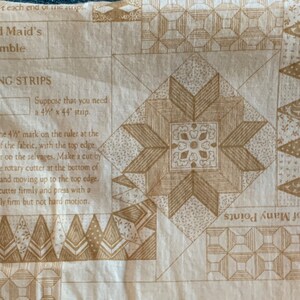 Vintage Quilter’s Theme Cotton Fabric Beige and Tan with Quilting and Cutting Terms and Instructions Sold BTY
