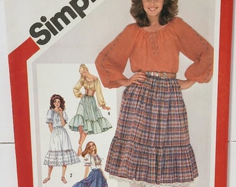 Simplicity 5283 Misses trui blouserok petticoat en taille-cincher naaipatroon met borduurwerk transfer Square dance maat 14 ONBESNEDEN