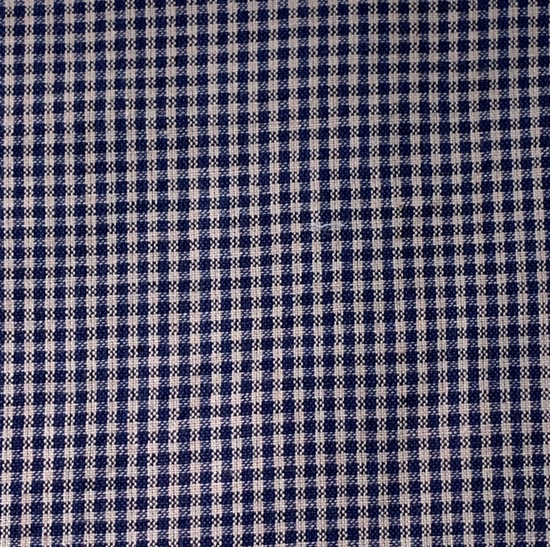 Homespun Cotton Gingham Check Fabric Blue and Tan 48” X 45” 1.25 Yards ...