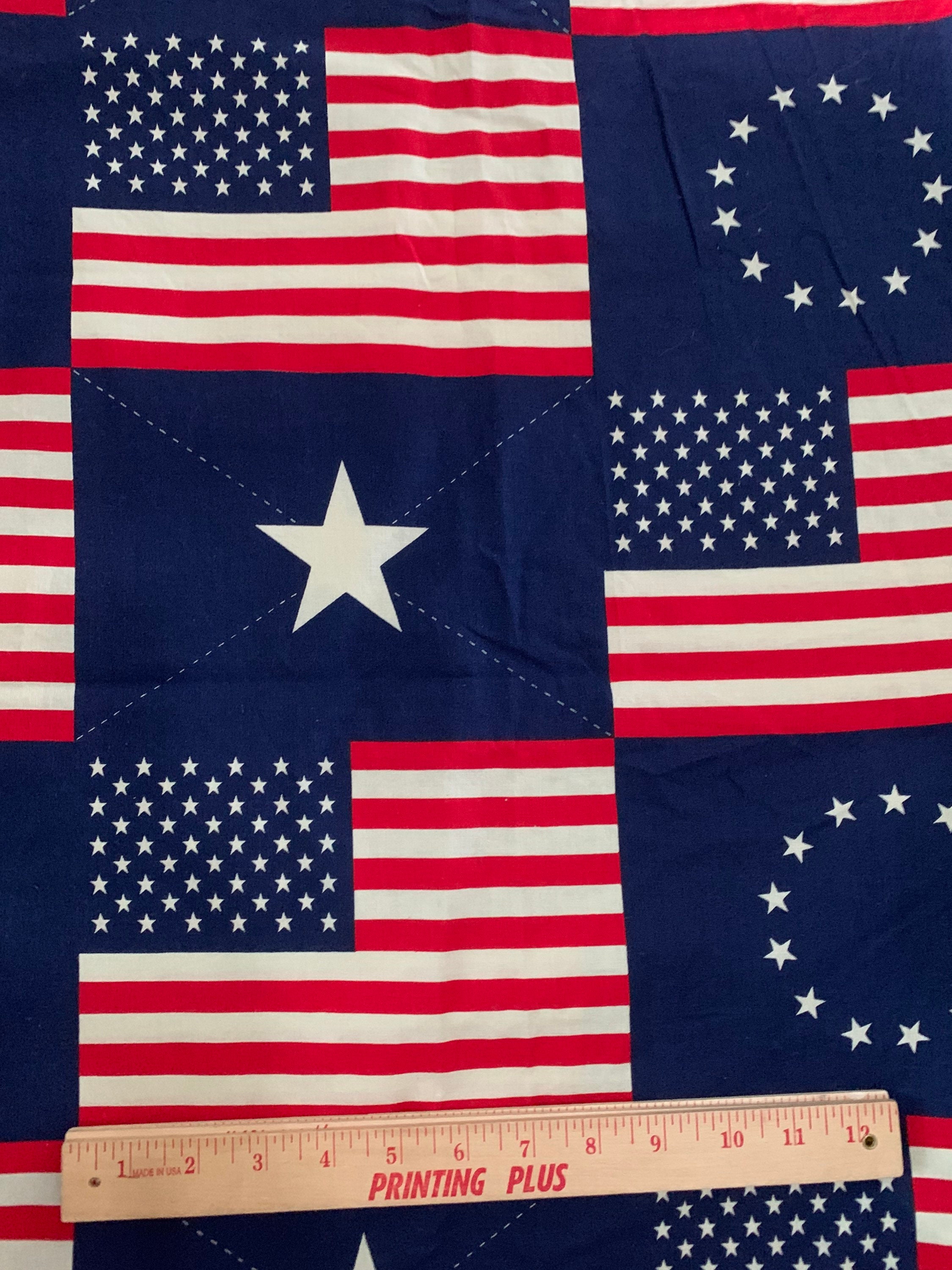 American Flag Fabric Cotton Patriotic Red White and Blue - Stars and ...