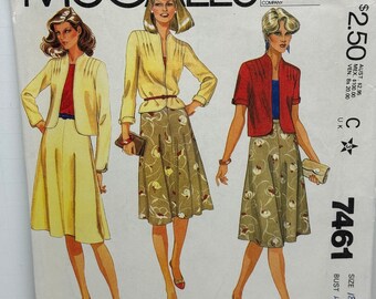 McCall’s 7461 Misses Suit Jewel Neck Jacket and Flared Skirt Sewing Pattern Four Gore Size 18 Bust 40 UNCUT FF