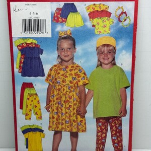 Butterick 4832 Girl’s Dress Top Shorts Pants and Headband  Sewing Pattern Sizes 4-5-6 UNCUT FF