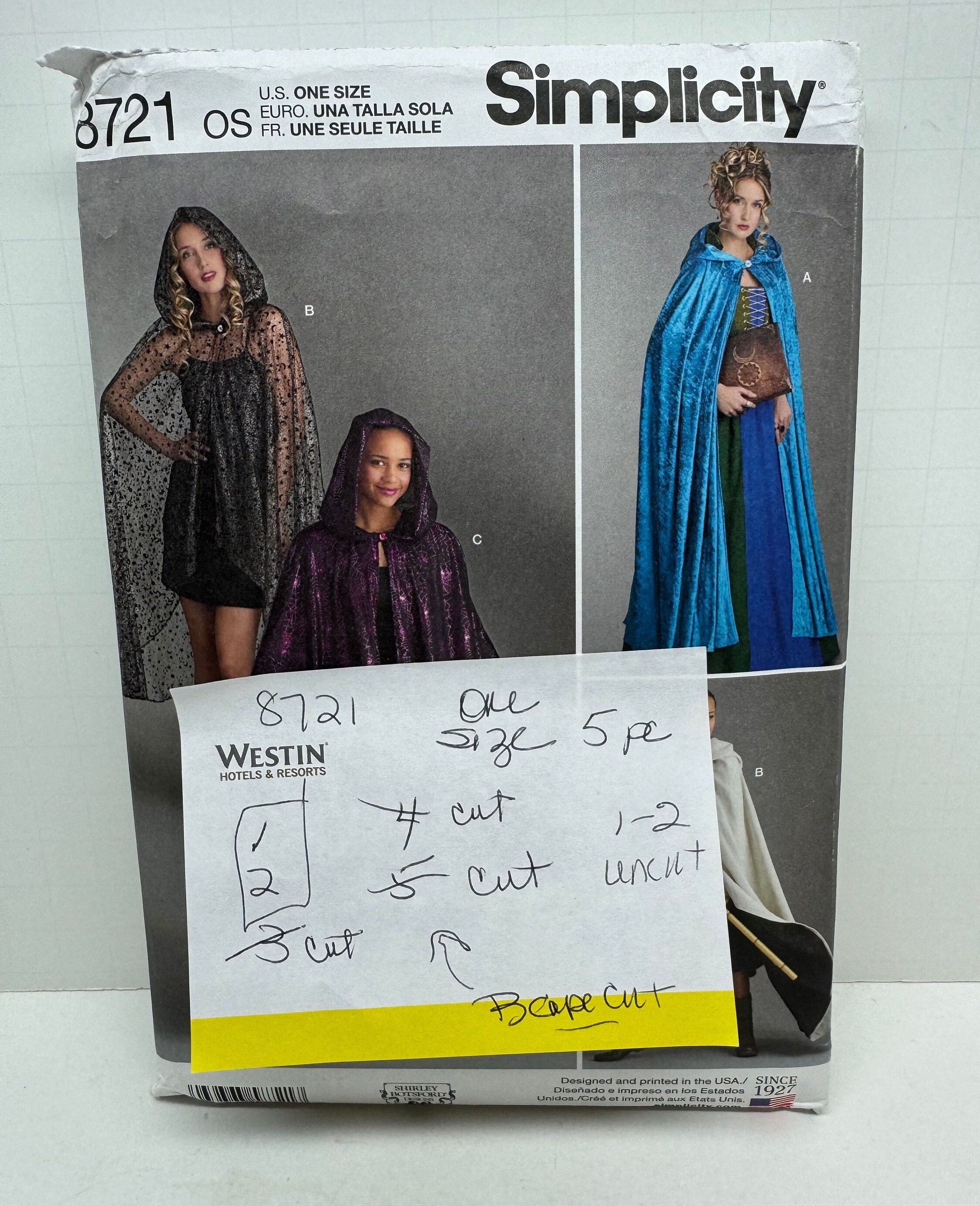 Simplicity 8721 Cape Game of Thrones Fantasy Vampire Historical Cosplay ...