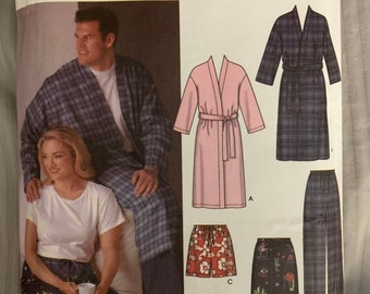 Simplicity 5314 Unisex Pajamas Sewing Pattern Mens Women’s Size XL XXL XXXL Pajama Pants Shorts and Robe Plus Size Uncut