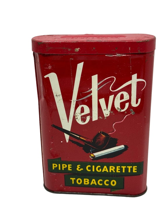 velvet pipe tobacco history Vintage 1970s Velvet Pipe & Cigarette Tobacco Tin Red Smoking Memorabilia  Liggett and Myers Tobacco Co. St. Louis, MO Made in USA Tobacciana