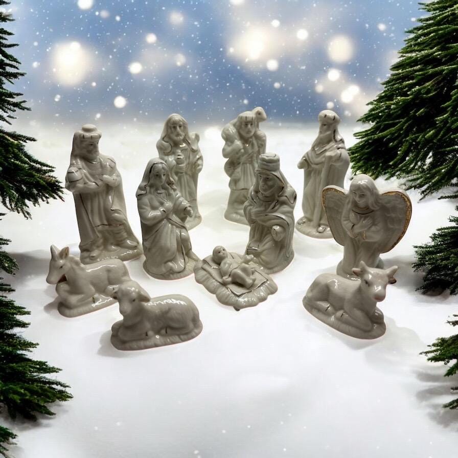 11 piece porcelain nativity set - Etsy 日本