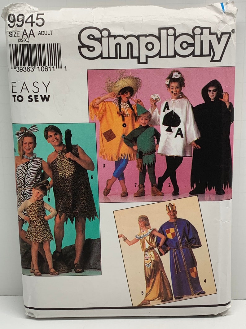 Adult Halloween Costumes Sewing Pattern Simplicity 9945 Unisex Etsy