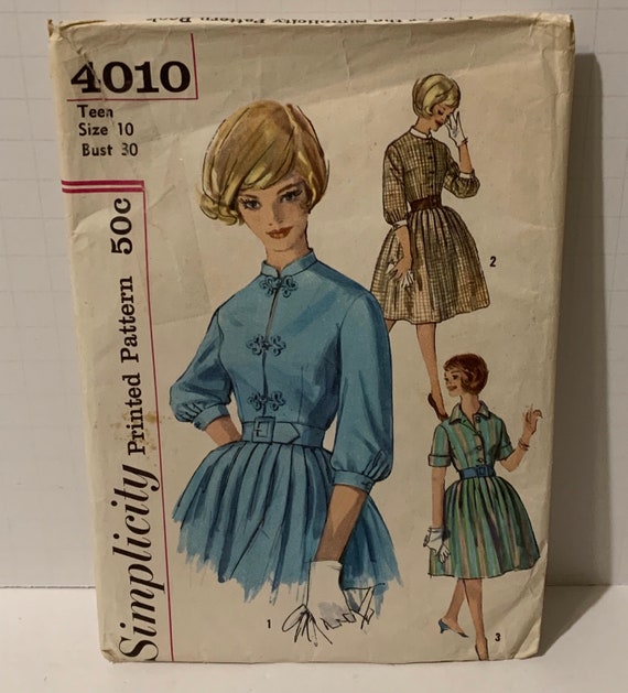 Vintage 1960s Simplicity 4010 Fit and Flare Dress Long or Short Sleeve  Pleated Skirt Teen Miss Size 10 Bust 30 UNCUT FF - Etsy