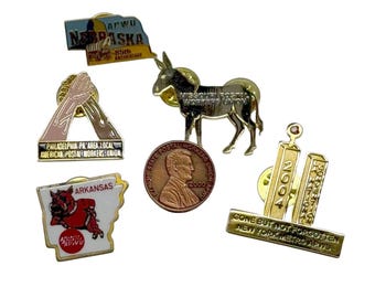 Vintage Postal Worker Union Collectible Tack Pins Tie Tacks Missouri Philadelphia PA New York Arkansas Nebraska Vintage lot of 6