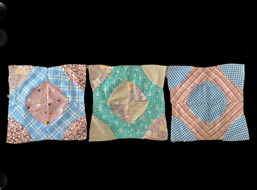 ヴィンテージ 1940 年代 パッチワーク キルト ブロック キルティング