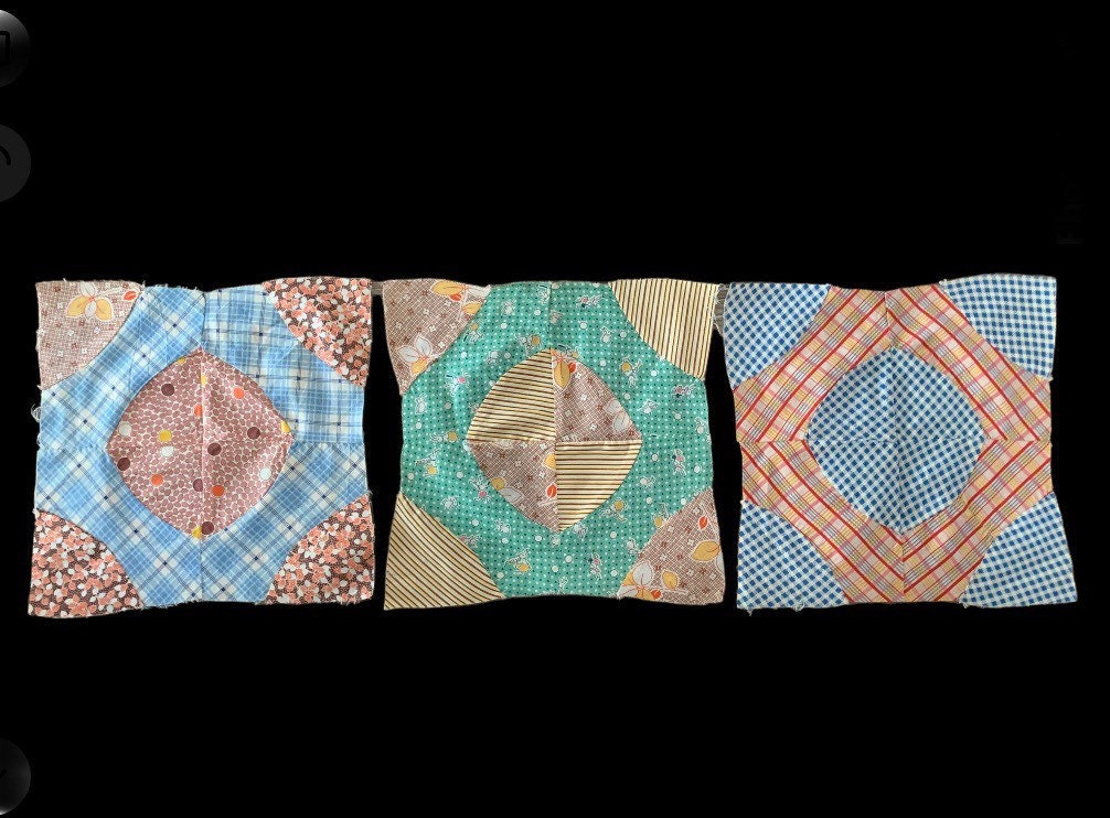パッチワークキルト　ビンテージ　ハンドメイド ヴィンテージ 1940 年代 パッチワーク キルト ブロック