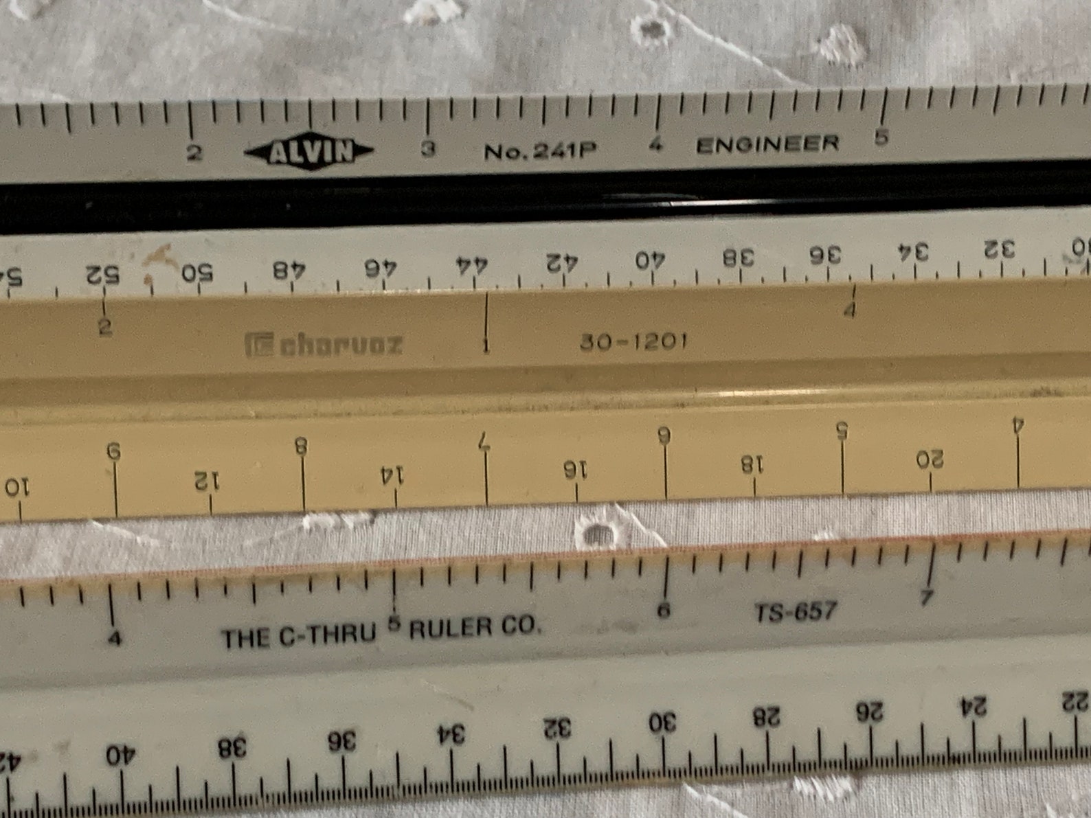 Lot of 3 Vintage Drafting Engineer’s Triangular Rulers Ruler Charvoz ...