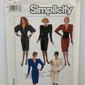 Simplicity 8342 Misses Cocktail Dress Sewing Pattern Deep V-Neck or Round Neck, Cinched Waist  Size 14 Bust 36 UNCUT FF