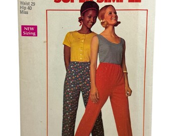 Simplicity 8633 1960s Elastic Waist Pants Sewing Pattern; 2- Piece Size 16 Waist 29”