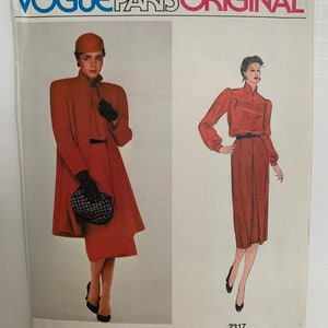 Vintage Vogue 2317 Nina Ricci Paris Original Coat Blouse and Skirt Sewing Pattern Size 14 1970s Designer UNCUT FF