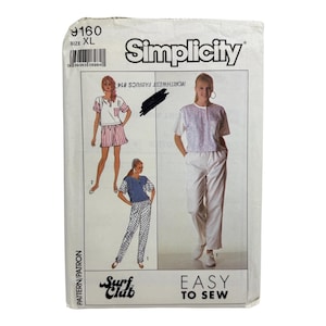 Simplicity 9160 Misses Topp Shorts och Byxor Sömnadsmönster Lätt att sy Storlek XL 22/24 Oklippt FF