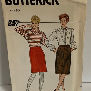 Vintage Butterick 4664 Womens Misses 1980s Straight Skirt Sewing Pattern 2 Lengths Fast and Easy Size 16 Waist 30 UNCUT FF