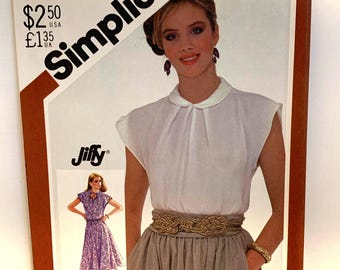 Vintage Simplicity 5542 Women's Misses Top Tucked Blouse Shirt