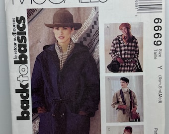 Vintage McCall’s 6669 Oversized Jacket Sewing Pattern Sizes 4/6 8/10 12/14 Womens Misses Back to Basics UNCUT FF