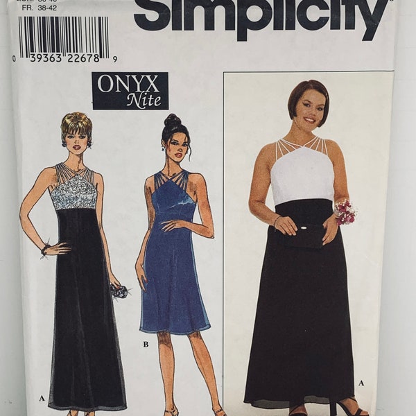 Simplicity 8601 Onyx Nite Misses’ Empire Waist Dress in Two Lengths Onyx Nite Formalwear Evening Length Sizes 10-12-14 B32.5-36 Inches