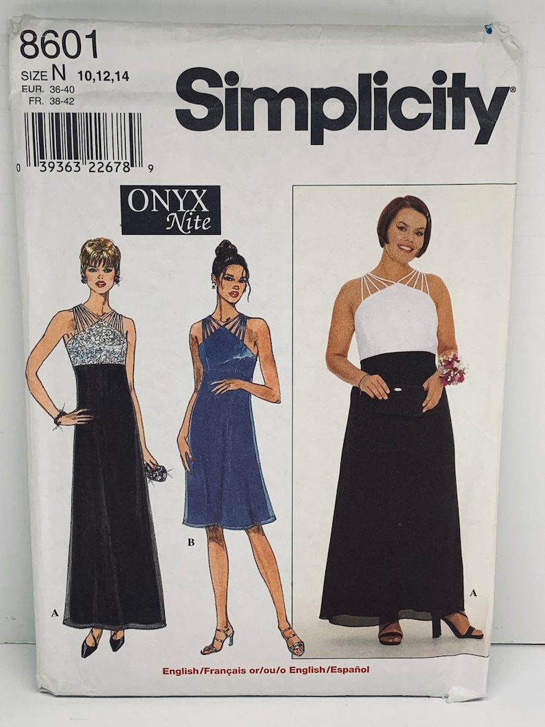 Simplicity 8601 Onyx Nite Misses’ Empire Waist Dress in Two Lengths ...