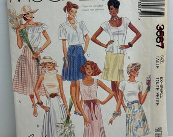 McCall’s 3587 Pull On Skirt Sewing Pattern Flared, Straight with Pleated Sides or Fully Pleated  Size XS 6-8 UNCUT FF