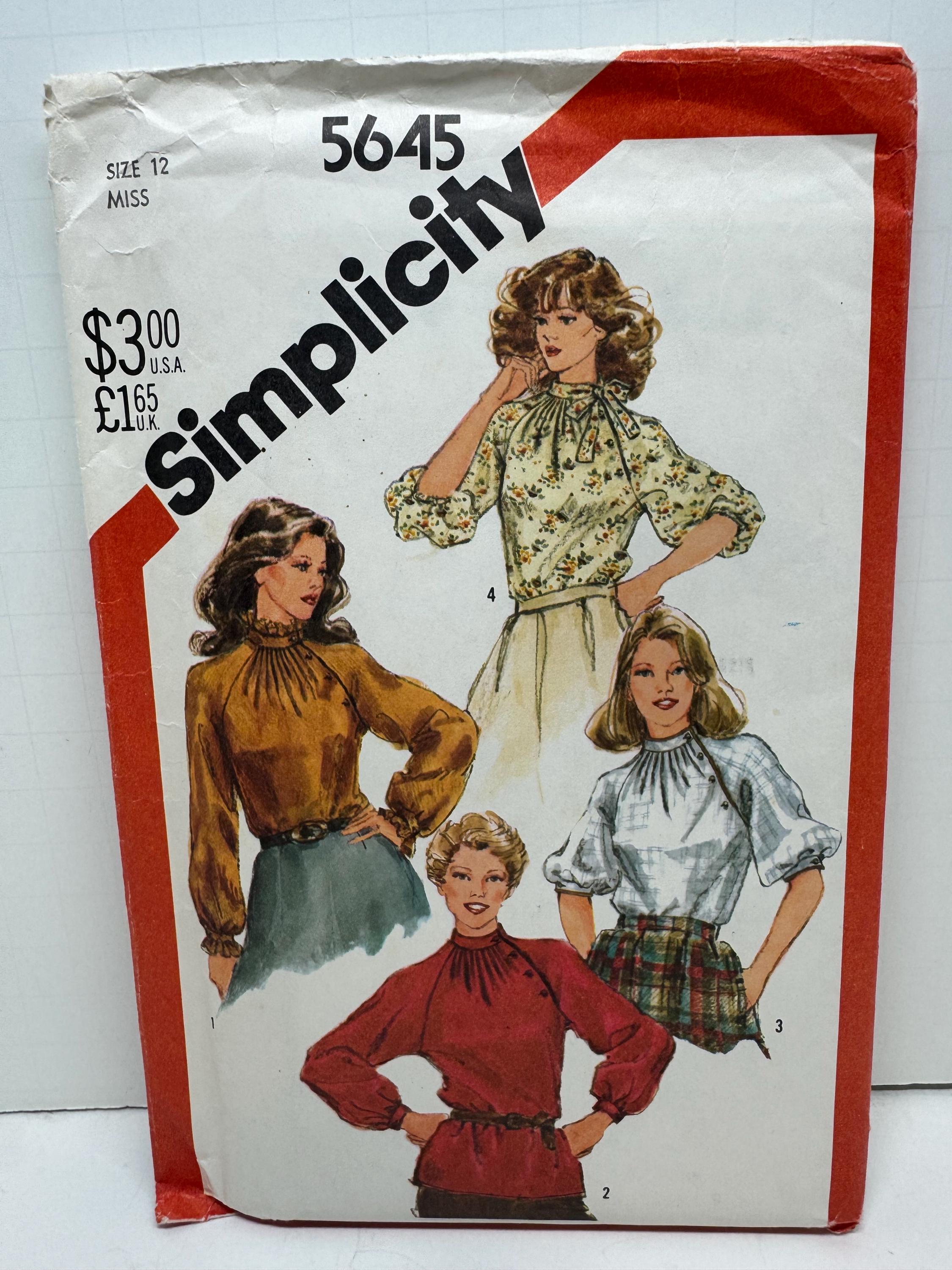 Simplicity 5645 Misses Asymmetrical Top Blouse Shirt Sewing