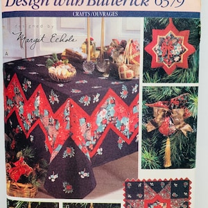 Vintage Christmas Craft Pattern Butterick 6379 Stocking, Tree Skirt, Wall Hanging Tablecloth and Ornaments UNCUT FF