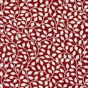 Tiny Leaves Cotton Fabric Brick Red Background One Yard Small Print OOP